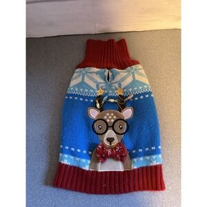 CHRISTMAS KNIT WINTER COAT REINDEER LIGHTS size S by HOLIDAY TAILS cute